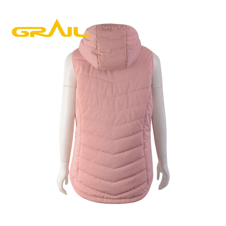 Outwear pink sports work yarn dyed thermal waterproof hood women softshell knitted women's vest