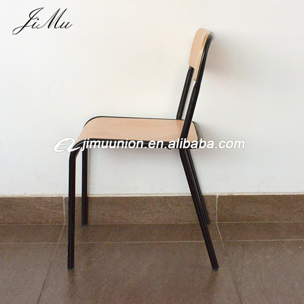 Simple Design Used Modern Restaurant Cafe Classroom Furniture Tube Stainless Steel Metal Dining Chair With Wooden Seat