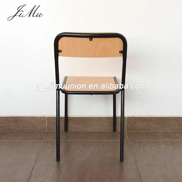 Simple Design Used Modern Restaurant Cafe Classroom Furniture Tube Stainless Steel Metal Dining Chair With Wooden Seat