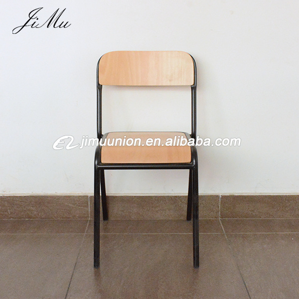 Simple Design Used Modern Restaurant Cafe Classroom Furniture Tube Stainless Steel Metal Dining Chair With Wooden Seat