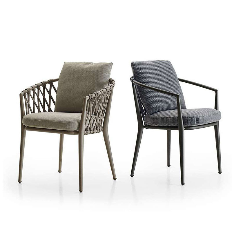 Modern Outdoor Furniture European Rope Weave Chair Aluminum Frame Garden Rattan Chairs Patio furniture