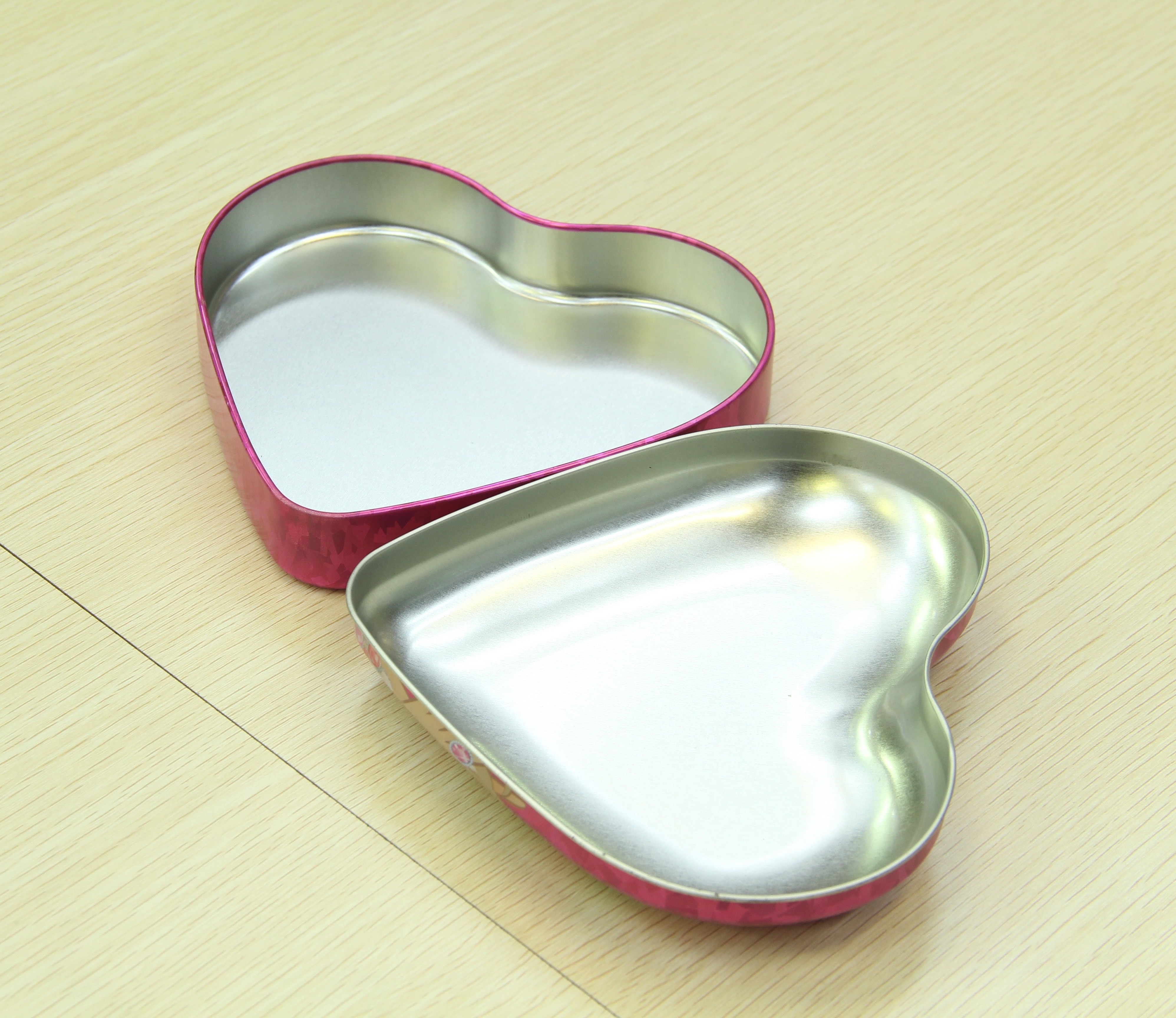 wholesale custom logo Pink Heart shape boite Metal Candy sweet Chocolate gift box tin package tin box packaging