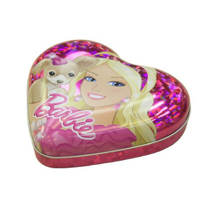 wholesale custom logo Pink Heart shape boite Metal Candy sweet Chocolate gift box tin package tin box packaging