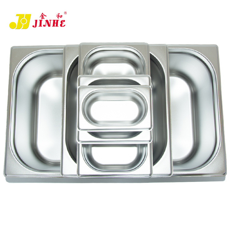 China Factory Supply Multi Sizes Stainless Steel Crimping Gn Pan Electric Buffet Steam Table Serving Trays Luxury Cake Tray