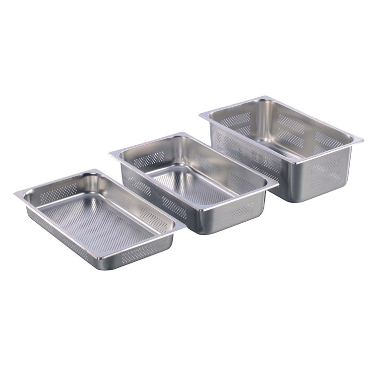 China Factory Supply Multi Sizes Stainless Steel Crimping Gn Pan Electric Buffet Steam Table Serving Trays Luxury Cake Tray