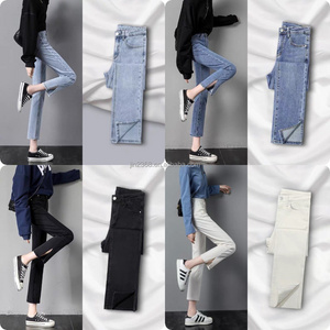 Factory direct sale womens clothing high elastic pants hole ripped ladies trousers high waist women flared jeans