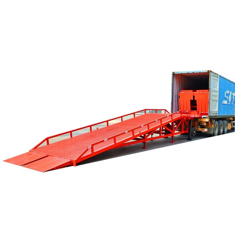 10 Ton Portable Mobile Truck Loading Ramp Hydraulic Container Dock Lift Tables with Tires for Yard Truck Ramp