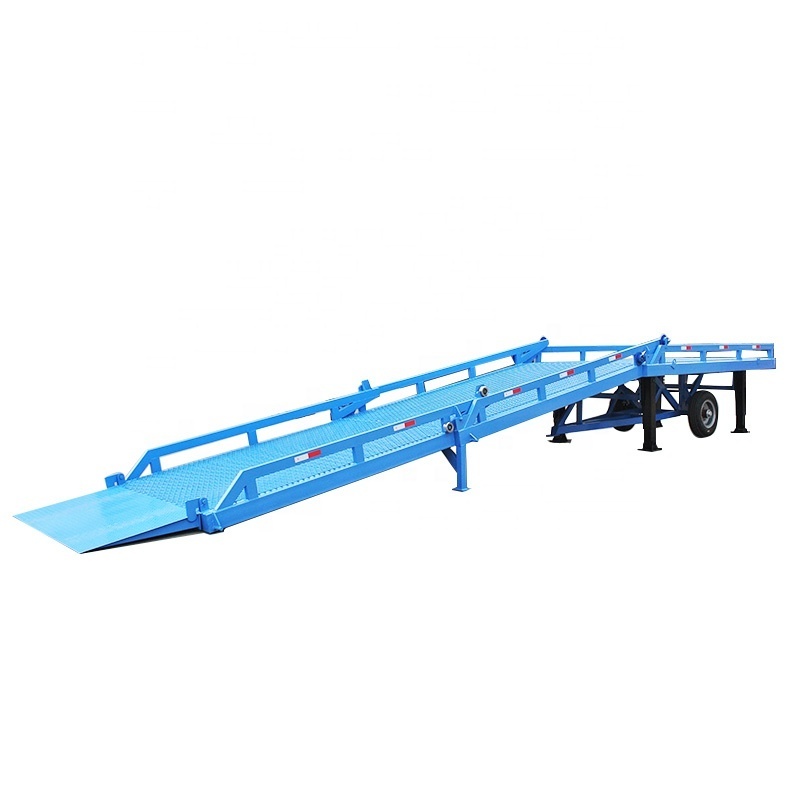 10 Ton Portable Mobile Truck Loading Ramp Hydraulic Container Dock Lift Tables with Tires for Yard Truck Ramp