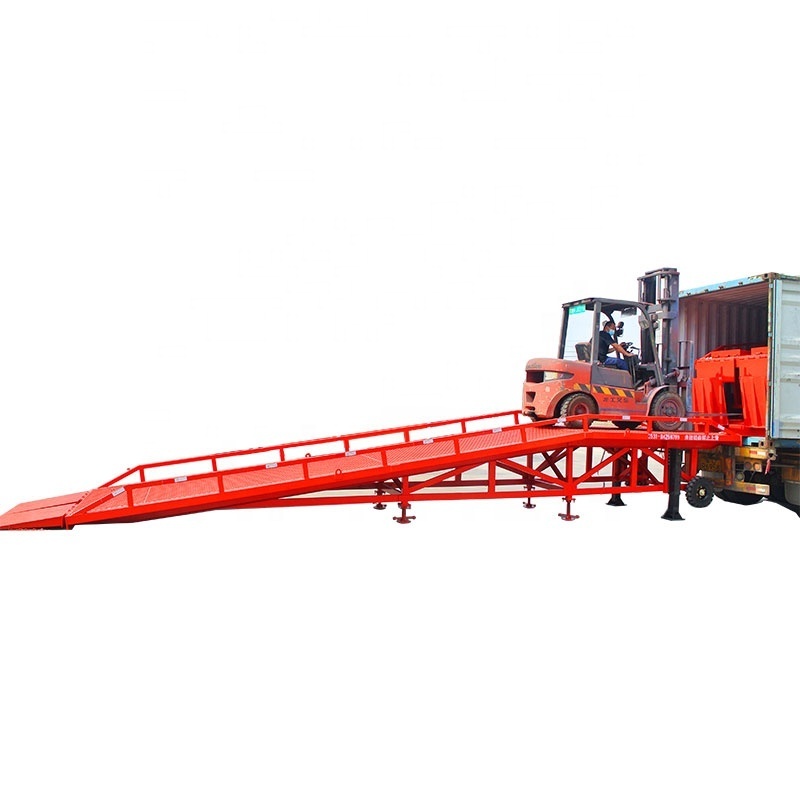 8ton 10ton 12ton Portable Hydraulic Mobile Yard Ramp Container Forklift Loading Dock Ramp For Trucks