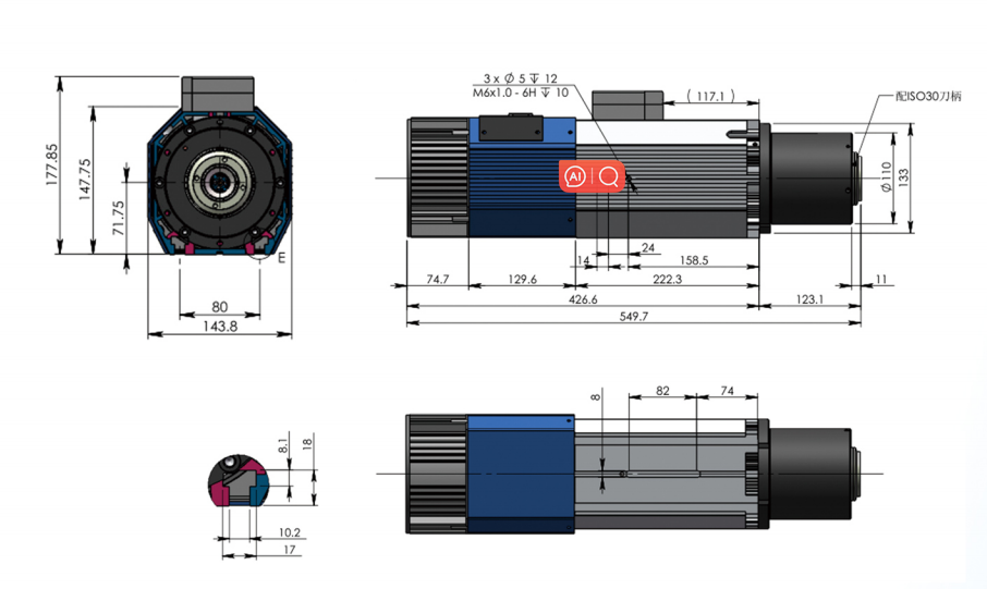 CNC LY Gdl70-24z/9.0 Hqd Spindle High Speed 9kw Automatic Tool Change Air Cooled Atc Spindle Motor