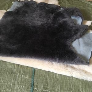 Black Double face sheepskin hides sheared lamb fur