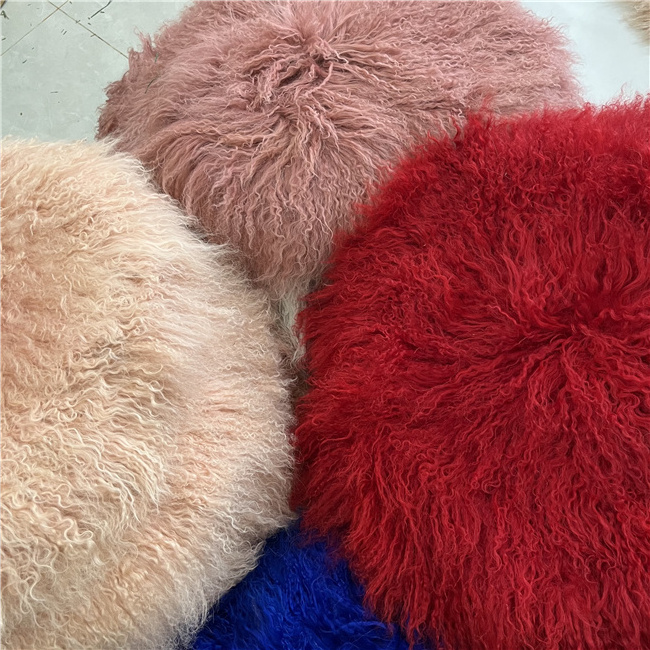 Tibetan Lambskin Fur Hide Long Curly Hair