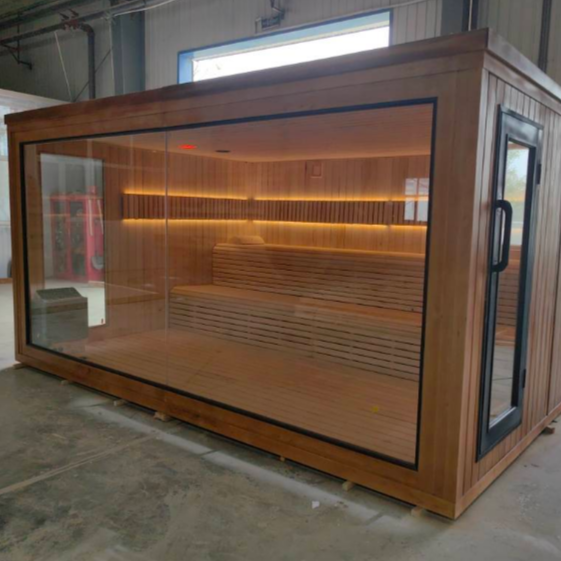 Wholesale China Factory  New Design 10 Person Square Outdoor Wooden Steam Sauna