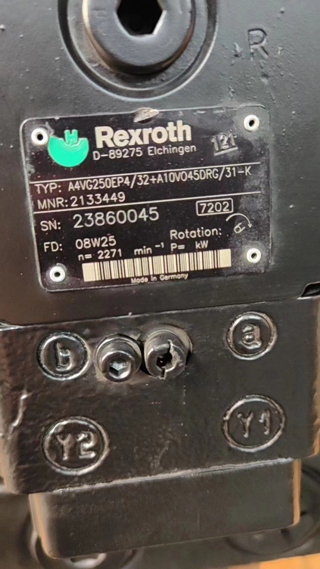 Rexroth A4vg250ep+A10vo45 Series Plunger Pump, A4vg250ep4/32+A10vo4545drg/31-K Hydraulic Pump