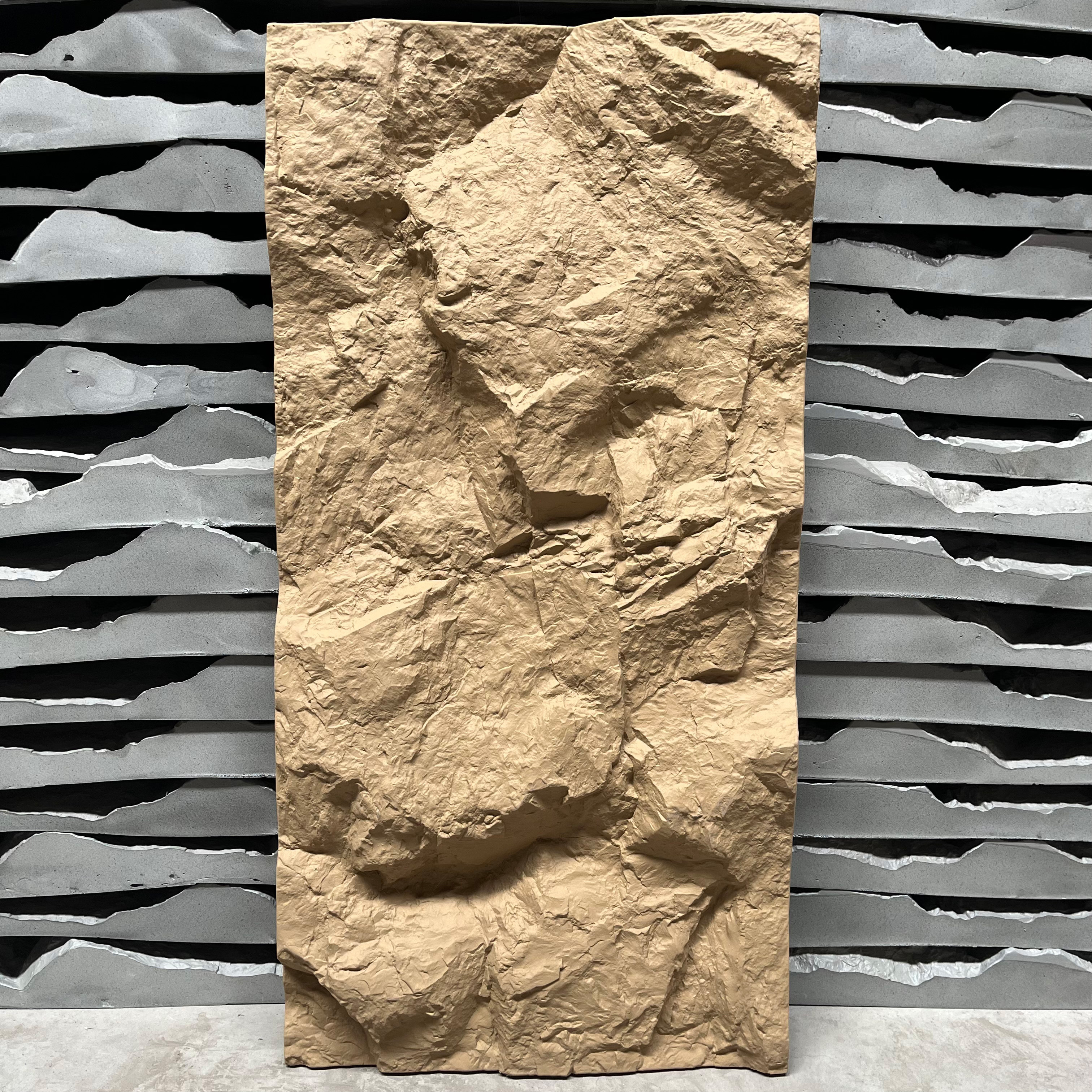 PU polyurethane faux mountain rock luxury one panel one wall background wall decoration 3D artificial PU stone