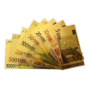 24K gold banknotes wholesale Custom Currency Us Dollar Euro Pure Gold Foil Banknote With Color Printing Support oem