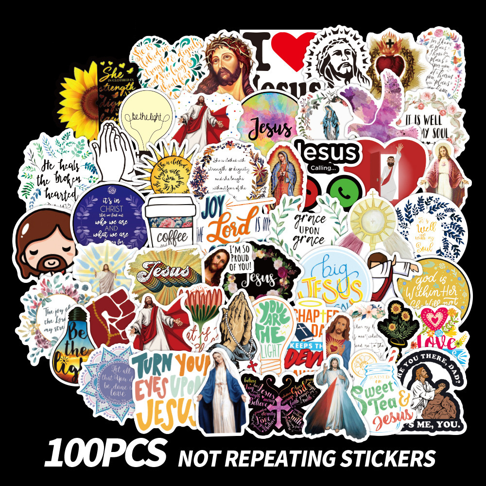 Wholesale Waterproof 100Pcs Per Bag Jesus Love  Stickers Decal 100pcs Bible Christian Motivational Letter Stickers