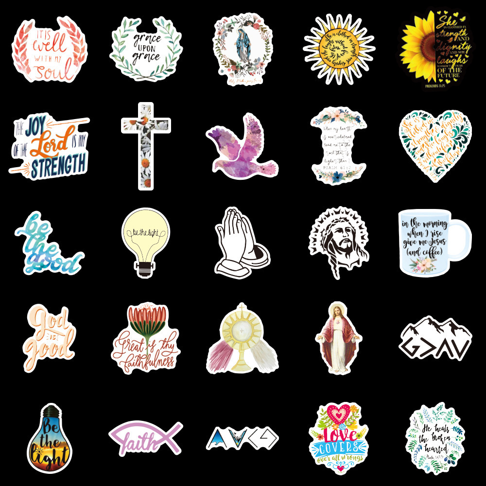 Wholesale Waterproof 100Pcs Per Bag Jesus Love  Stickers Decal 100pcs Bible Christian Motivational Letter Stickers