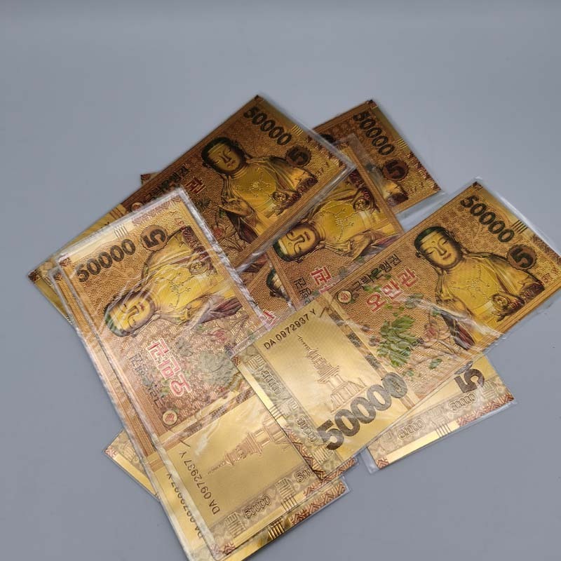 Custom gold foil collection banknote 500000 dollar gold foil banknotes South Korean Won