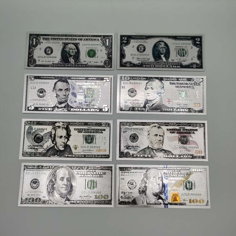 Hotselling waterproof silver foil banknotes  money gold foil banknote  24k gold foil dollar bill banknotes