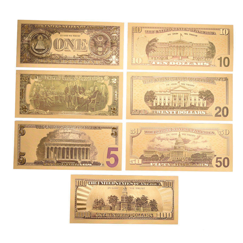 Gold Plated Craft Banknote Custom Currency Us Dollar Euro Pure Gold Foil Banknote With Color Printing For Collection