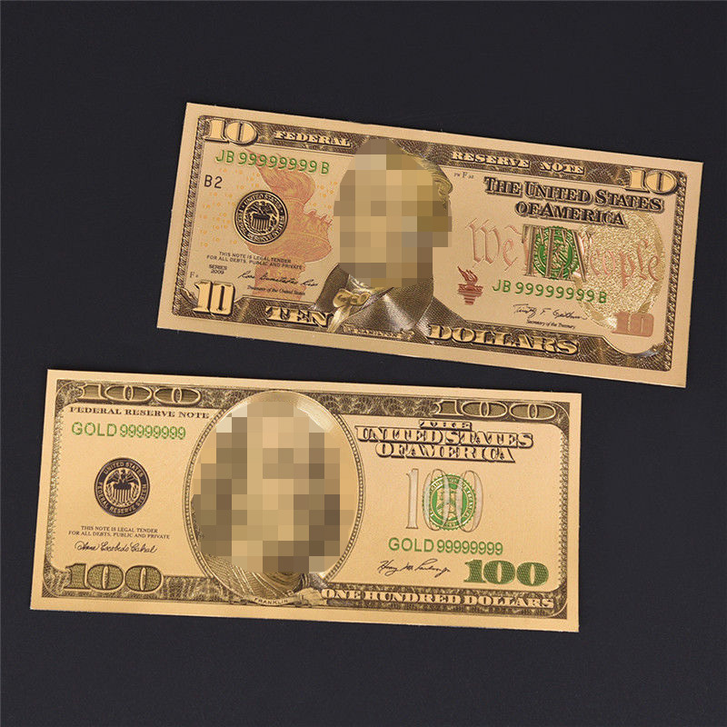 High Quality Us Dollar Gold Foil Banknotes Gold American 100 Dollars Collection Money Usd 24k Foil Banknote For Gifts