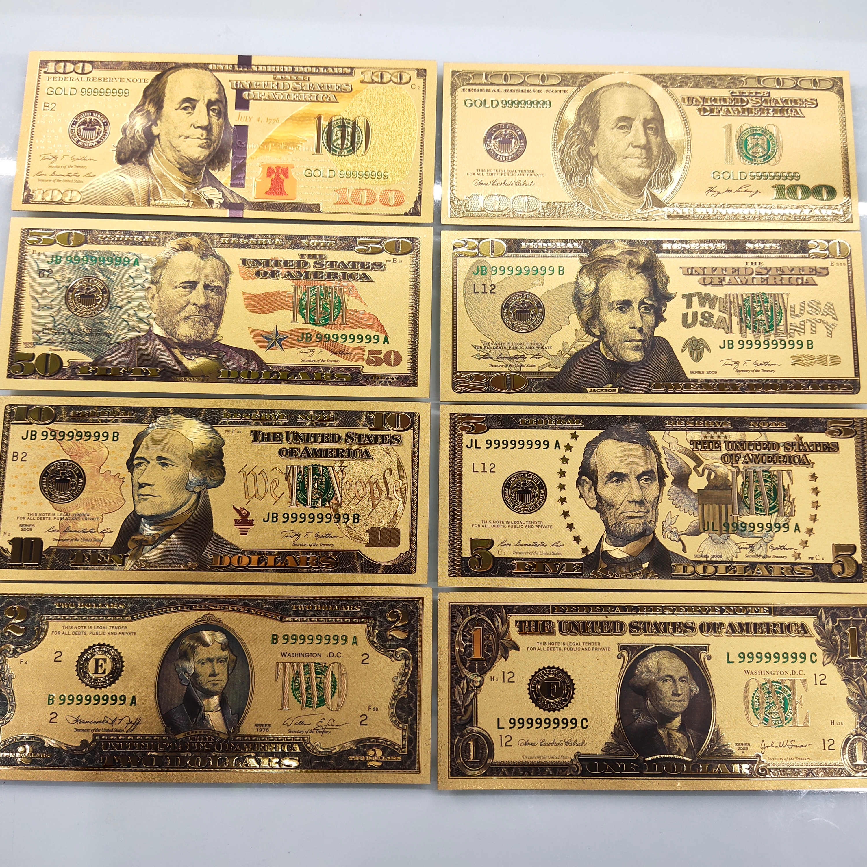 Gold Plated Craft Banknote Custom Currency Us Dollar Euro Pure Gold Foil Banknote With Color Printing For Collection