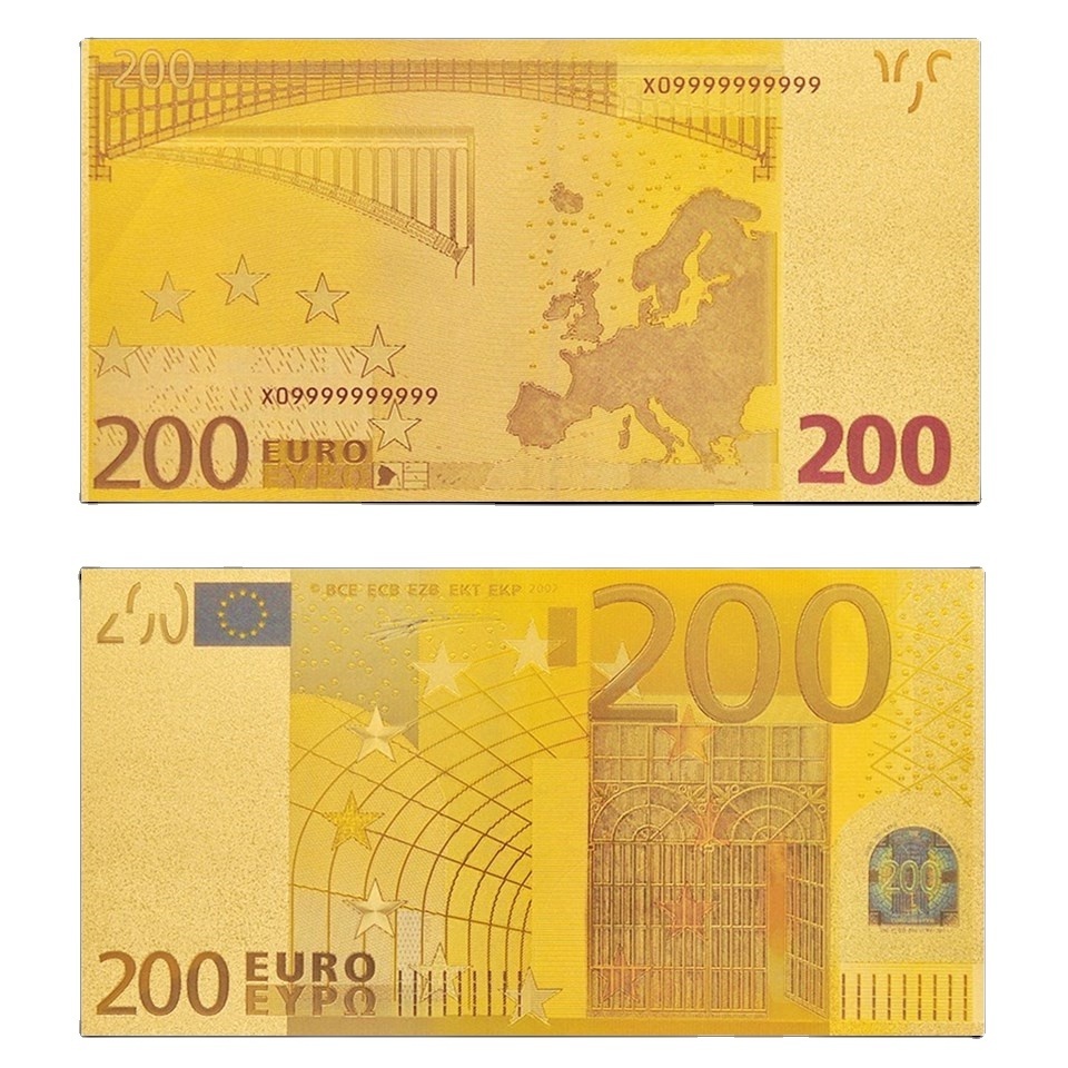 24K gold banknotes wholesale Custom Currency Us Dollar Euro Pure Gold Foil Banknote With Color Printing Support oem