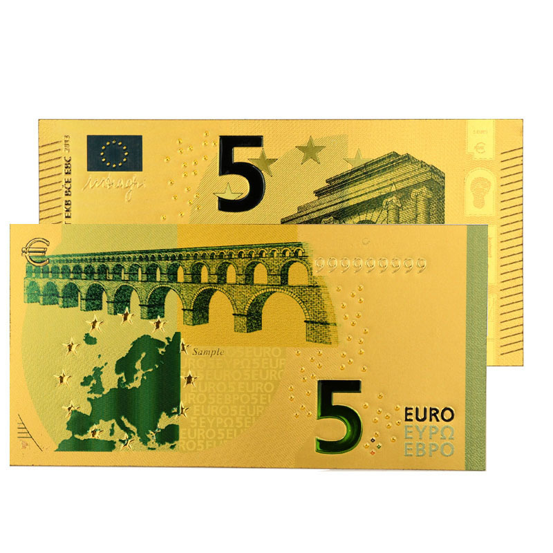 Banknotes 24k Gold Plated euro Commemorative Notes euro Bills Decoration Antique Plated Gold Souvenir 5 10 20 50 100 200 euro