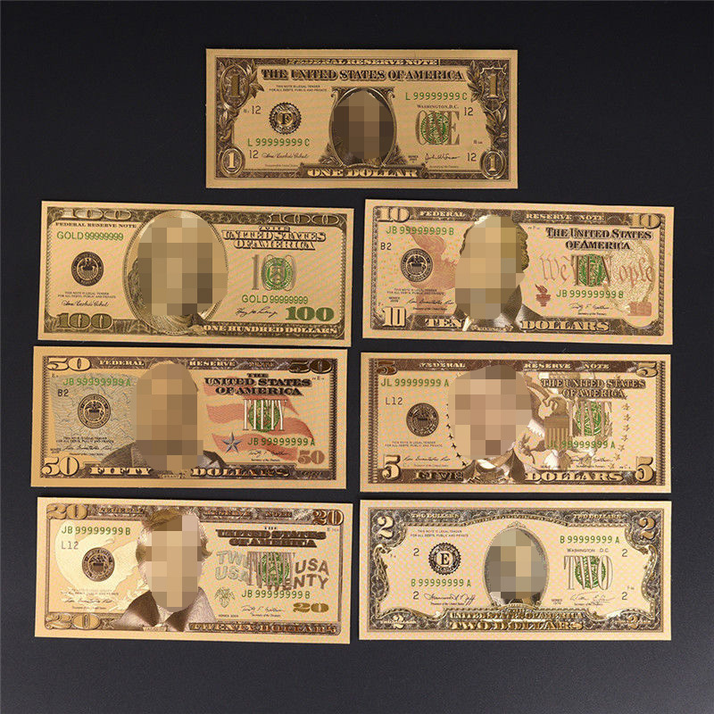 Gold Plated Craft Banknote Custom Currency Us Dollar Euro Pure Gold Foil Banknote With Color Printing For Collection