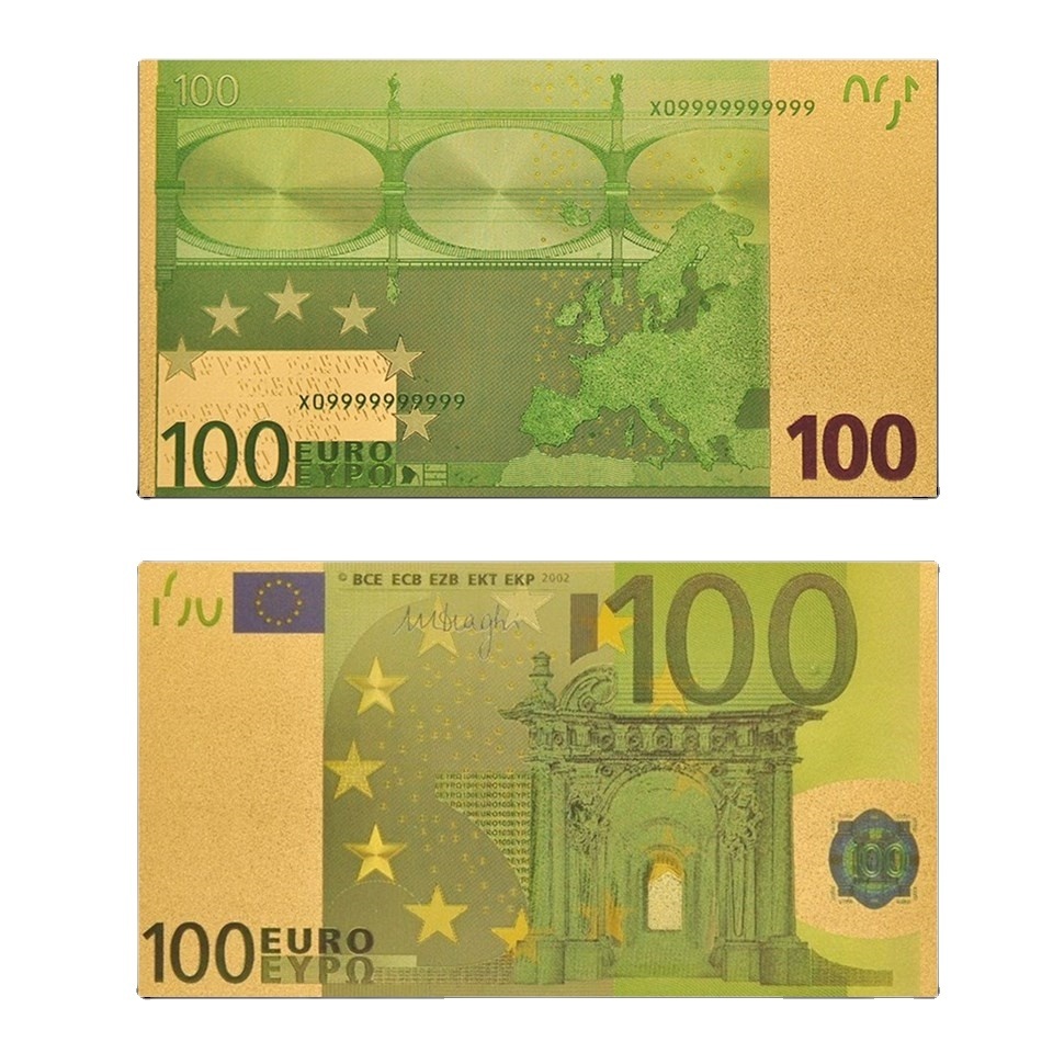 24K gold banknotes wholesale Custom Currency Us Dollar Euro Pure Gold Foil Banknote With Color Printing Support oem