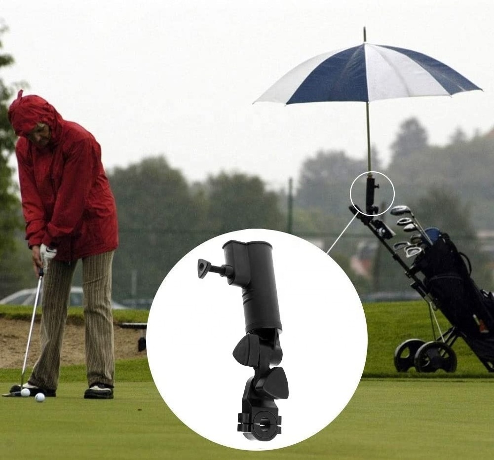 Hot Sales Golf Cart Umbrella Holder Universal Adjustable Size Angle Stroller Attachment with Clamp Durable Accessories