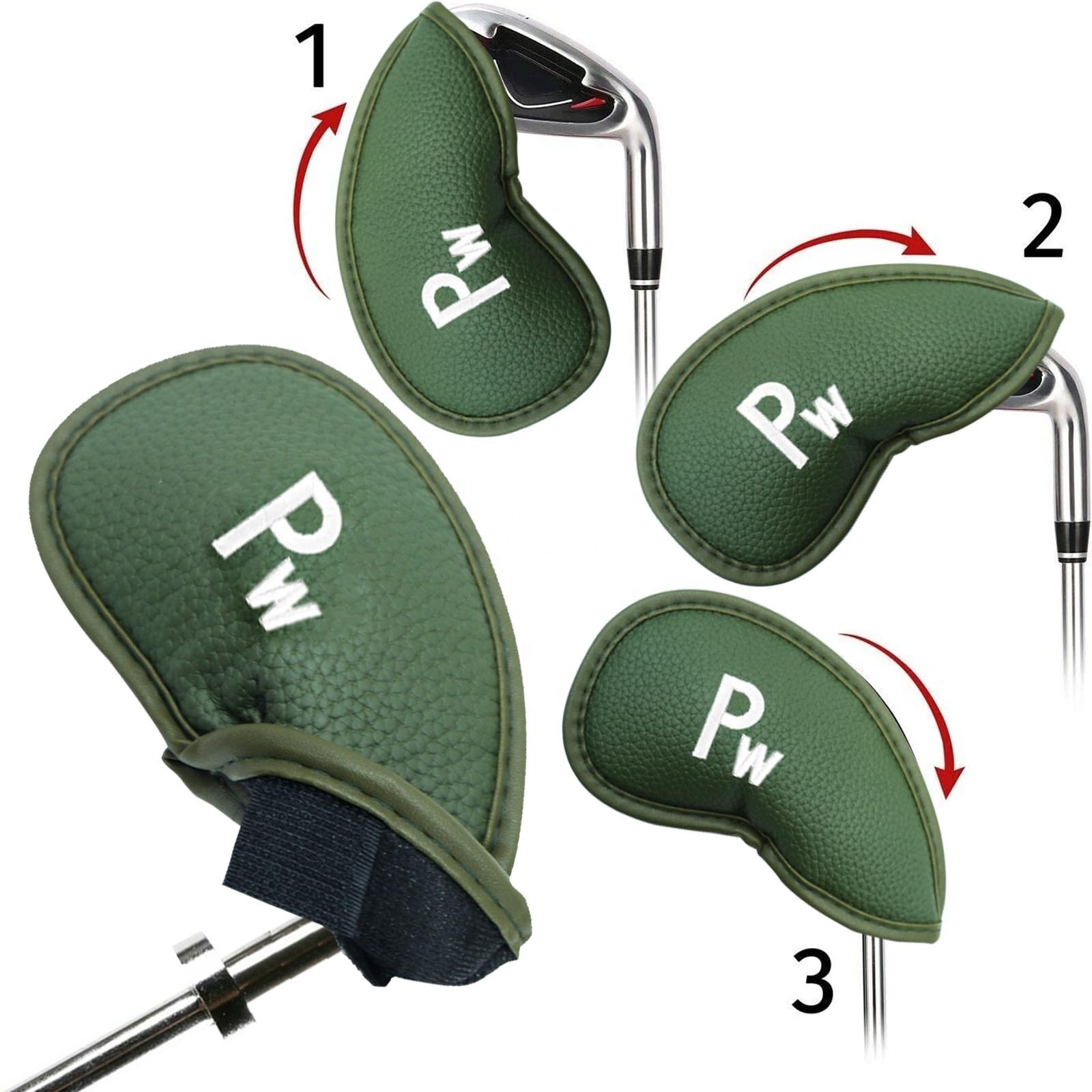 Wholesale Golf Club Iron Covers Protection Golf Headcovers Synthetic Leather Custom Logo 12pcs/Set Fit All Standard Clubs