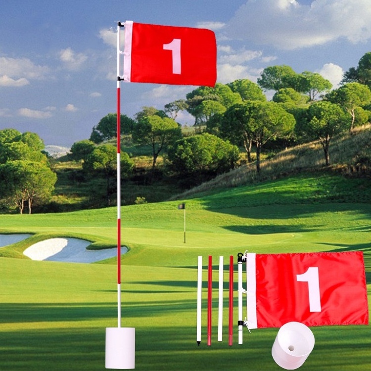 Metal Flagpole Plastic Aluminium Golf Putting Green Hole Cup Standard Stick Flag Driving Range Backyard Golf Green Stick Sets