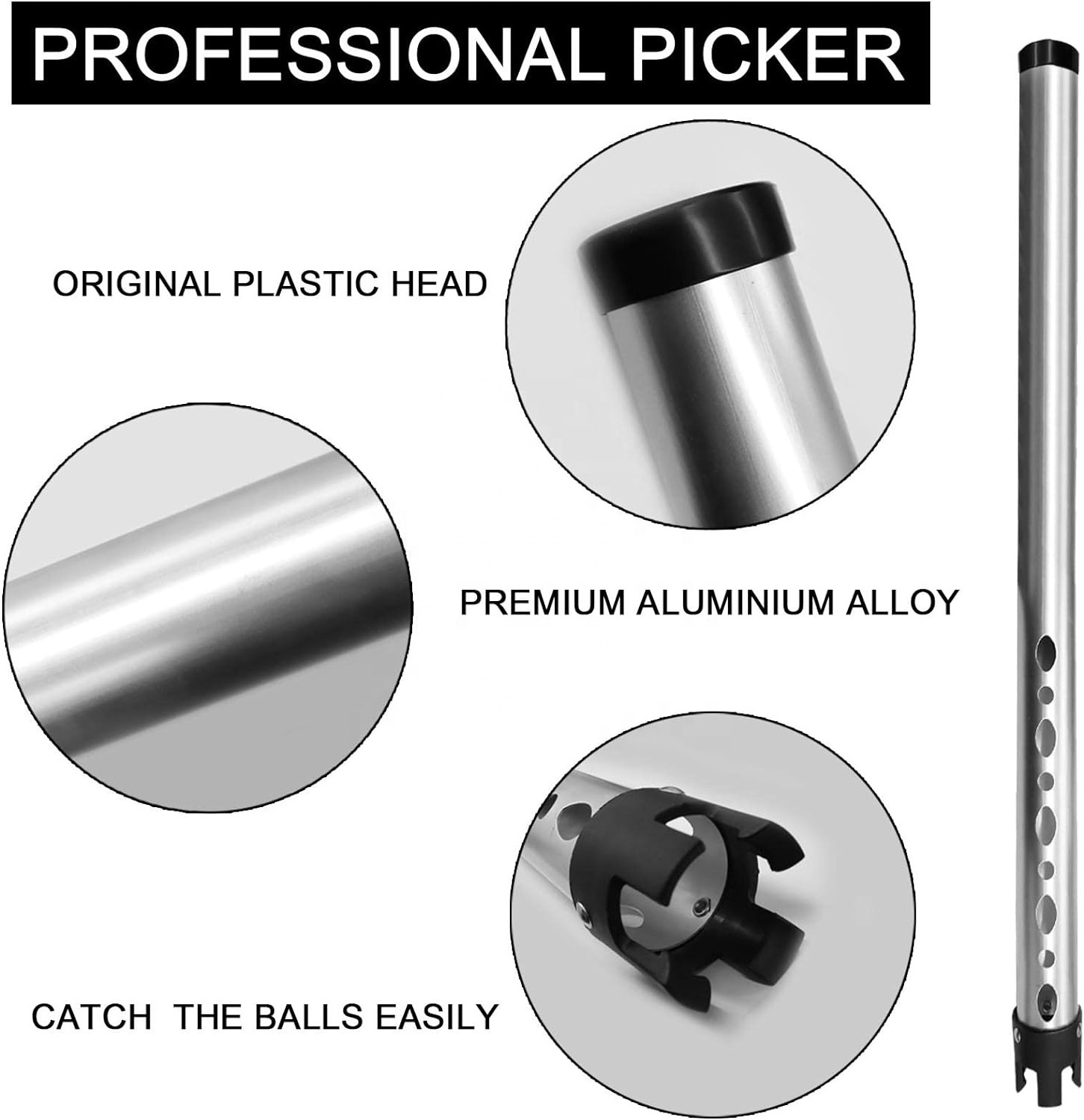 Factory Price Golf Ball Retriever Pick Up  Tube, Balls Shag Pick Up Aluminum Can Hold 23 Balls