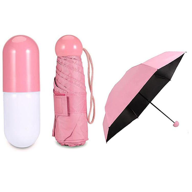 low price red Super Light Small Pocket Umbrella with capsule Case