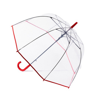 Transparent OEM ODM Clear Dome POE Straight Rain Wedding Umbrella Woman