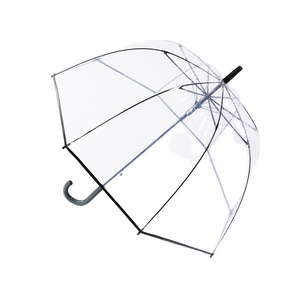 Clear Bubble Umbrellay Transparent Stick Umbrellas Auto Open Windproof with European J Hook Handle Outdoor