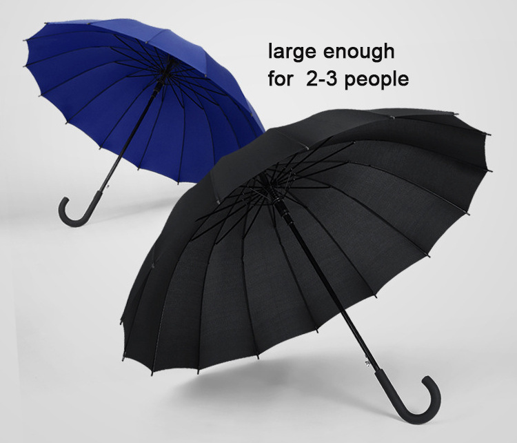 Factory Price Big Size 16 Bone Umbrella Straight Umbrella with plastic sleeve