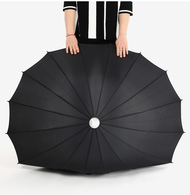 Factory Price Big Size 16 Bone Umbrella Straight Umbrella with plastic sleeve