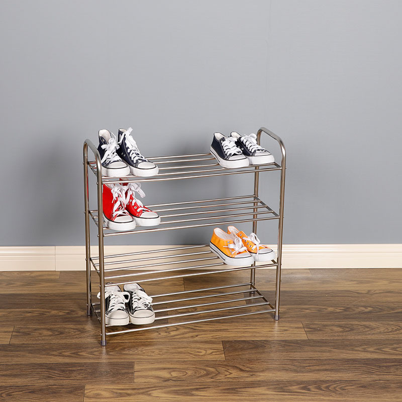 Stainless steel shoe rack assembly, simple storage rack behind the door, two layers of dustproof and economical shoe cabinet