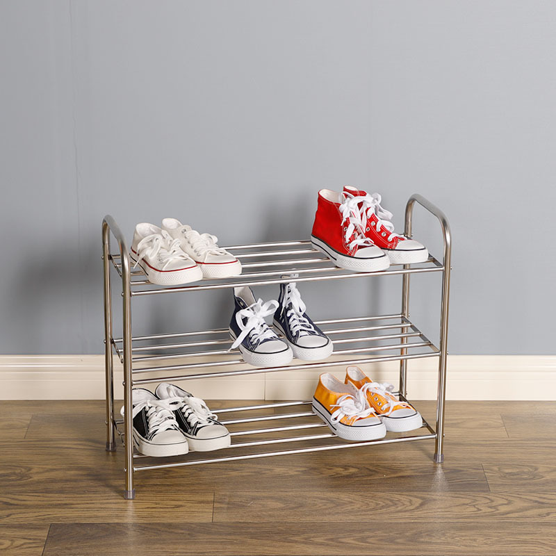 Stainless steel shoe rack assembly, simple storage rack behind the door, two layers of dustproof and economical shoe cabinet