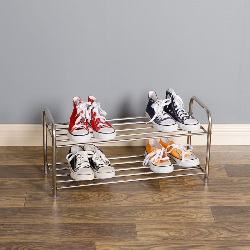 Stainless steel shoe rack assembly, simple storage rack behind the door, two layers of dustproof and economical shoe cabinet