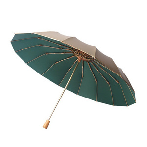 Gold glue umbrella sun protection UV sunshade men's and women's folding rain umbrella