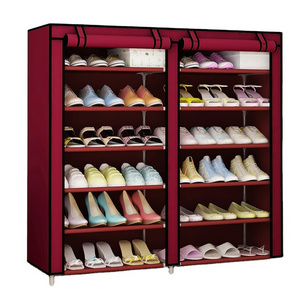 Fashion creative shoe rack reinforced with steel pipes