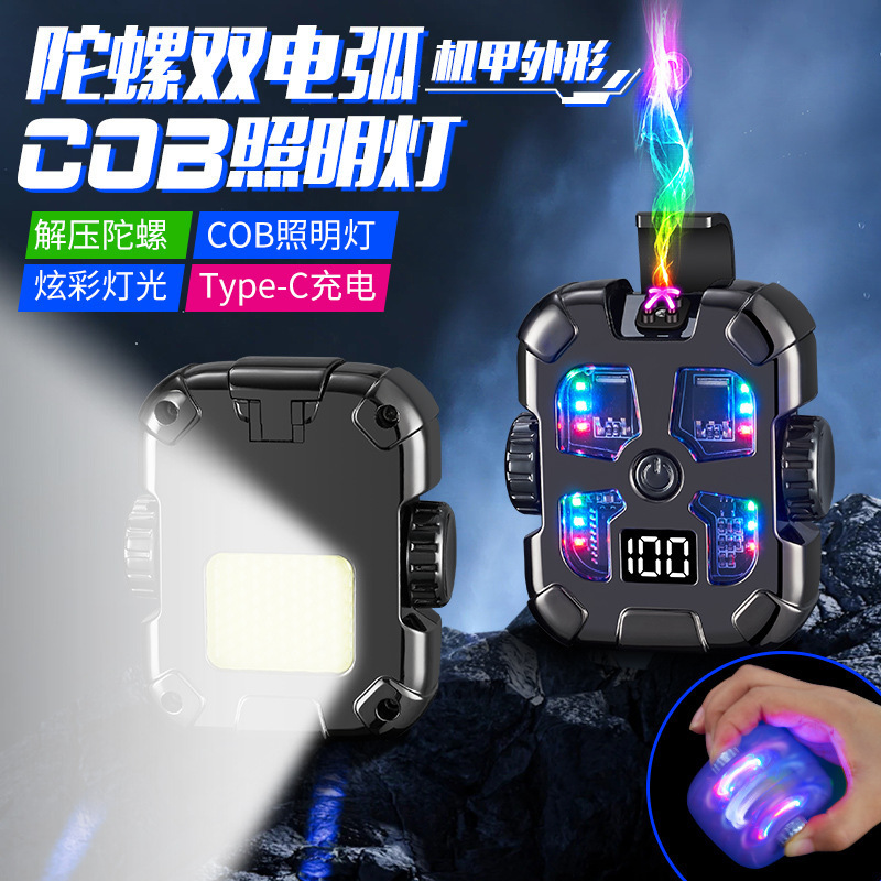 Creative Double Arc Fingertip Gyro USB Charging Lighter