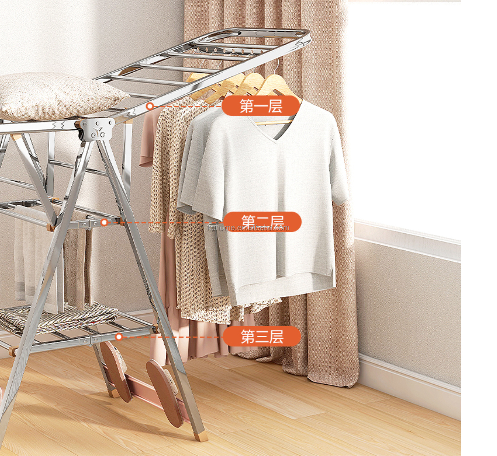 Simple and practical household folding floor drying rack