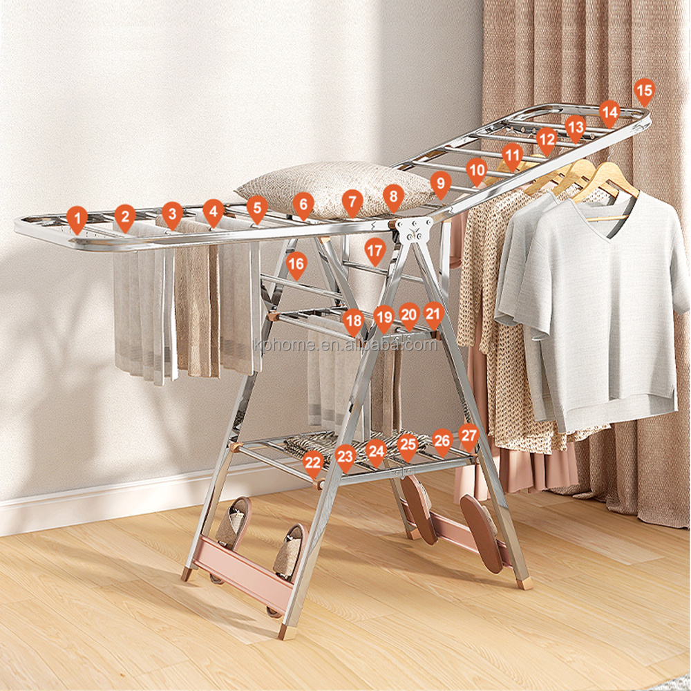 Household folding clothes rail indoor multifunctional bedroom drying quilt cool hanger