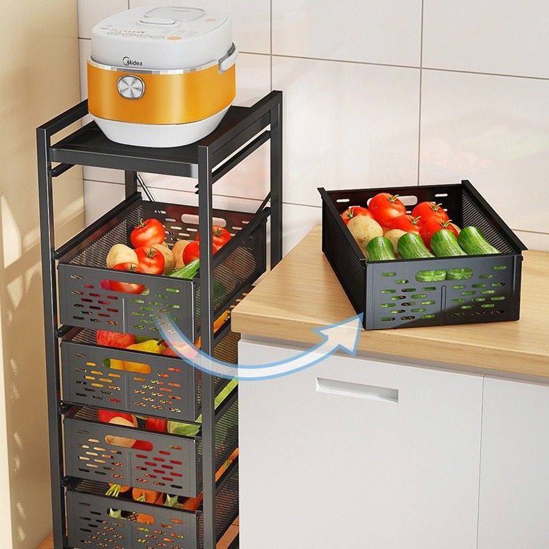 Multi-function free installation movable large capacity snack toy storage basket rack