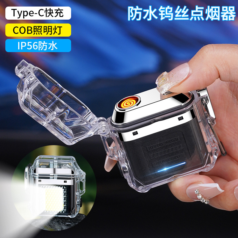 Playing with transparent shell waterproof tungsten wire rechargeable lighters